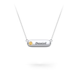 Mini Capsule Pendant with Birthstone in 925 Sterling Silver with Citrine