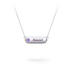 Mini Capsule Pendant with Birthstone in 925 Sterling Silver with Amethyst