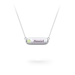 Mini Capsule Pendant with Birthstone in 925 Sterling Silver with Peridot