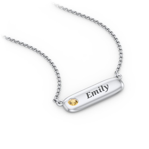 Mini Capsule Pendant with Birthstone – Sterling Silver with Citrine