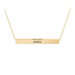 Horizontal 3D Bar Necklace in 10K Solid Yellow Gold