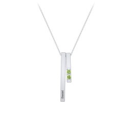 Multi Vertical 3D Bar Necklace with 1-4 Birthstones in 925 Sterling Silver with Peridot, Citrine, and Cubic Zirconia