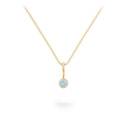 Bezel Set Birthstone Necklace in 18K Gold Plated Silver with Blue Topaz, Amethyst, Red Premium Zirconia, Fancy Pink Premium Zirconia, Citrine, and Peridot