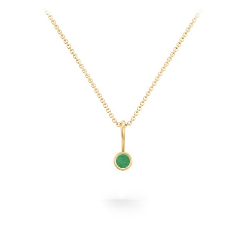 Bezel Set Birthstone Necklace – 18K Gold Plated Silver with Emerald