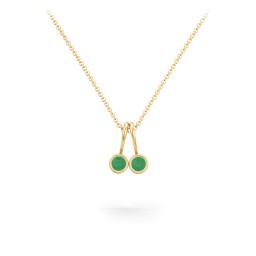 Multi Bezel Set Birthstone Necklace - 2 Stone in 18K Gold Plated Silver with Emerald, Red Premium Zirconia, Fancy Pink Premium Zirconia, Citrine, and Peridot