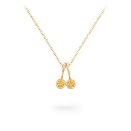 Multi Bezel Set Birthstone Necklace - 2 Stone in 18K Gold Plated Silver with Citrine, Red Premium Zirconia, Fancy Pink Premium Zirconia, and Peridot