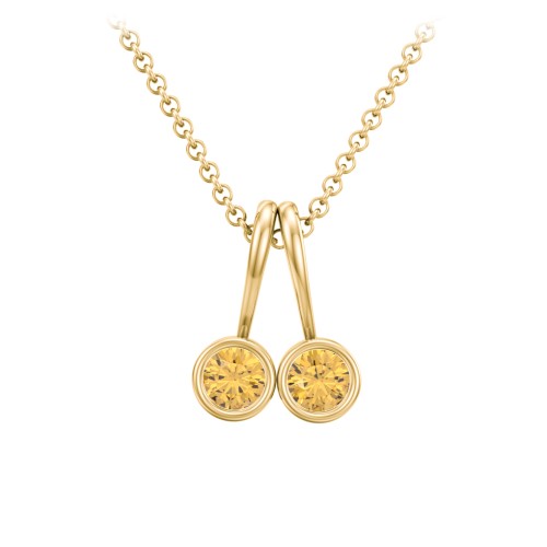 Multi Bezel Set Birthstone Necklace - 2 Stone – 18K Gold Plated Silver with Citrine