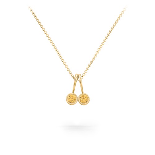 Multi Bezel Set Birthstone Necklace - 2 Stone – 18K Gold Plated Silver with Citrine