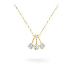 Multi Bezel Set Birthstone Necklace - 3 Stone in 18K Gold Plated Silver with Aquamarine, Fancy Pink Premium Zirconia, Citrine, and Peridot