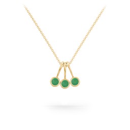 Multi Bezel Set Birthstone Necklace - 3 Stone in 18K Gold Plated Silver with Emerald, Fancy Pink Premium Zirconia, Citrine, and Peridot