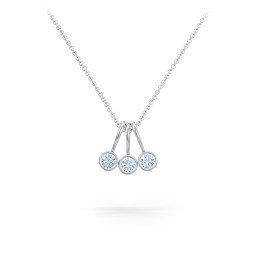 Multi Bezel Set Birthstone Necklace - 3 Stone in 925 Sterling Silver with Aquamarine