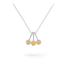 Multi Bezel Set Birthstone Necklace - 3 Stone in 925 Sterling Silver with Citrine