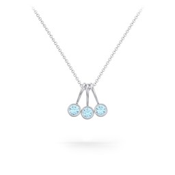 Multi Bezel Set Birthstone Necklace - 3 Stone in 925 Sterling Silver with Blue Topaz
