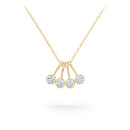 Multi Bezel Set Birthstone Necklace - 4 Stone in 18K Gold Plated Silver with Aquamarine, Citrine, and Peridot