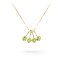 Multi Bezel Set Birthstone Necklace - 4 Stone in 18K Gold Plated Silver with Peridot and Citrine