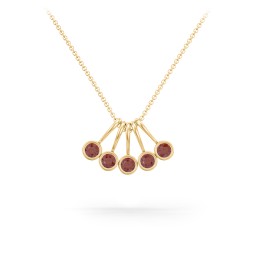 Multi Bezel Set Birthstone Necklace - 5 Stone in 18K Gold Plated Silver with Garnet and Peridot