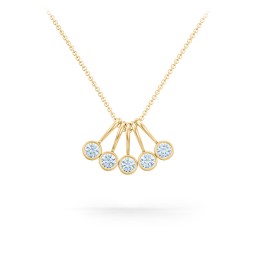 Multi Bezel Set Birthstone Necklace - 5 Stone in 18K Gold Plated Silver with Aquamarine and Peridot