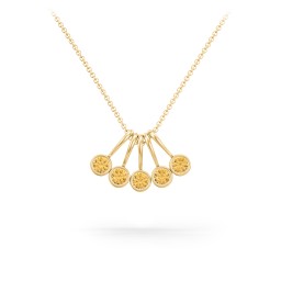Multi Bezel Set Birthstone Necklace - 5 Stone in 18K Gold Plated Silver with Citrine and Peridot