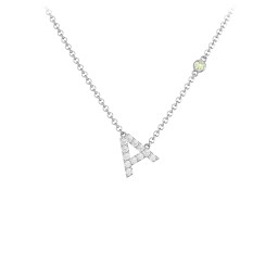 Pavé A Initial Necklace with Satellite Gemstone in 925 Sterling Silver