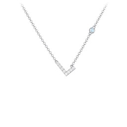 Pavé L Initial Necklace with Satellite Gemstone in 925 Sterling Silver with White Premium Zirconia and Blue Topaz