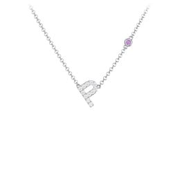 Pavé P Initial Necklace with Satellite Gemstone