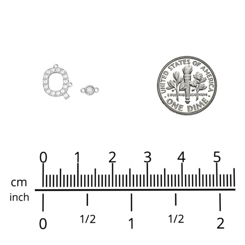 Pavé Q Initial Necklace with Satellite Gemstone