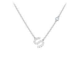 Pavé S Initial Necklace with Satellite Gemstone