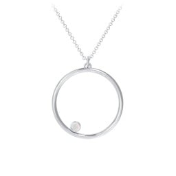 Open Circle Necklace with 1 Birthstone in 925 Sterling Silver