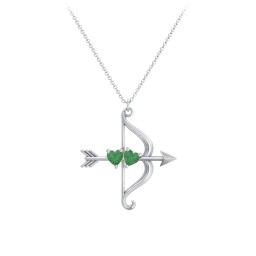 Cupid's Arrow Necklace in 925 Sterling Silver with Emerald