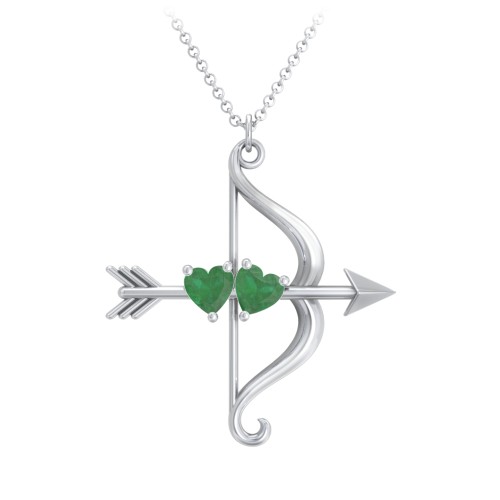 Cupid's Arrow Necklace – Sterling Silver with Emerald