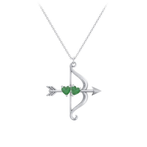 Cupid's Arrow Necklace – Sterling Silver with Emerald