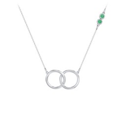 Interlocking Rings Pendant with Bezel Set Gemstones in 925 Sterling Silver with Emerald