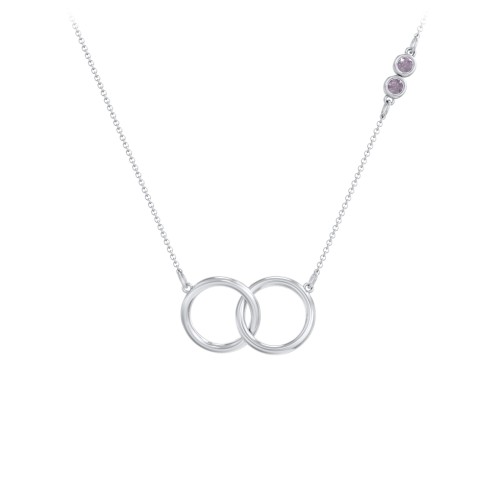 Interlocking Rings Pendant with Bezel Set Gemstones – Sterling Silver with Alexandrite
