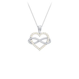 Infinity Wrapped Pave Heart Pendant in 925 Sterling Silver