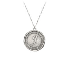 Initial Medallion Necklace - J – Sterling Silver