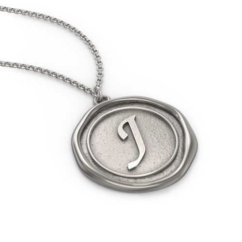 Initial Medallion Necklace - J – Sterling Silver