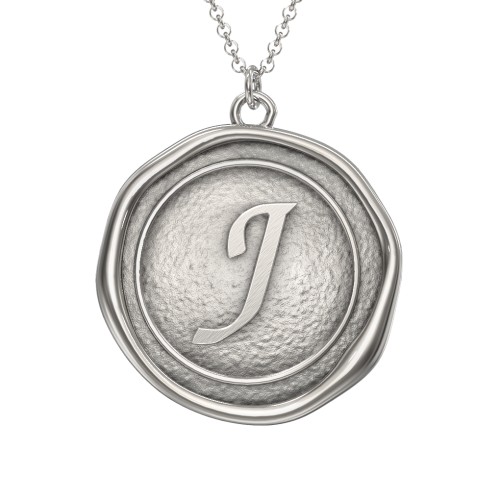 Initial Medallion Necklace - J – Sterling Silver