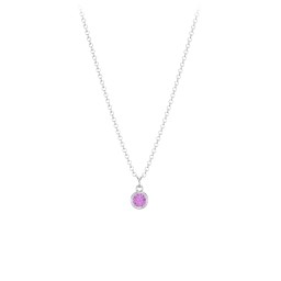 Bezel Set Multi-Birthstone Drop Necklace in 925 Sterling Silver with Amethyst