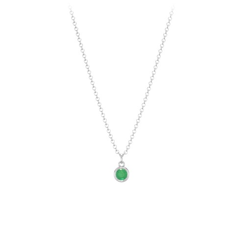 Bezel Set Multi-Birthstone Drop Necklace – Sterling Silver with Emerald