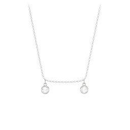 Bezel Set Birthstone Drop Necklace - 2 Stone