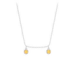 Bezel Set Birthstone Drop Necklace - 2 Stone in 925 Sterling Silver with Citrine