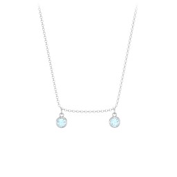 Bezel Set Birthstone Drop Necklace - 2 Stone in 925 Sterling Silver with Blue Topaz