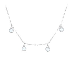 Bezel Set Birthstone Drop Necklace - 4 Stone in 925 Sterling Silver with Aquamarine