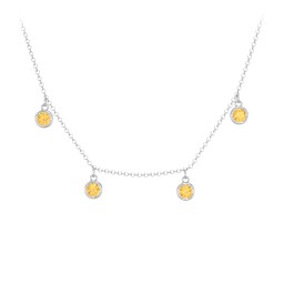 Bezel Set Birthstone Drop Necklace - 4 Stone in 925 Sterling Silver with Citrine