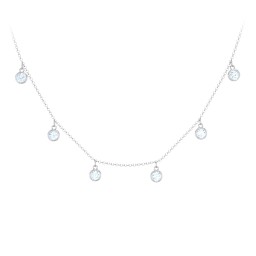 Bezel Set Birthstone Drop Necklace - 6 Stone in 925 Sterling Silver with Aquamarine