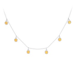 Bezel Set Birthstone Drop Necklace - 6 Stone in 925 Sterling Silver with Citrine