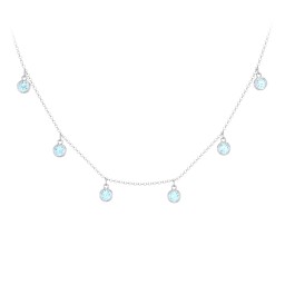 Bezel Set Birthstone Drop Necklace - 6 Stone in 925 Sterling Silver with Blue Topaz