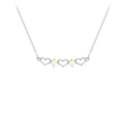 Heart To Heart Necklace with 2 Birthstones in 925 Sterling Silver