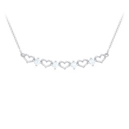 Heart To Heart Necklace with 4 Birthstones in 925 Sterling Silver with Aquamarine