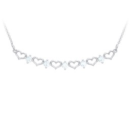 Heart To Heart Necklace with 5 Birthstones in 925 Sterling Silver with Aquamarine